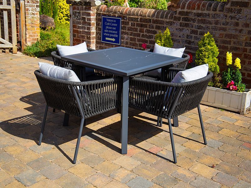 Square Table 90cm Dining Set | Aruba-Garden Furniture Centre-HighRange,Metal,Tables,Dining Set,Outdoor Furniture,Metal Furniture,Outdoor Dining-{collection_title}