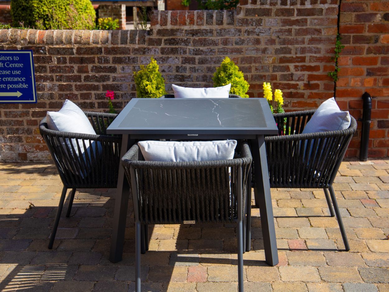 Square Table 90cm Dining Set | Aruba-Garden Furniture Centre-HighRange,Metal,Tables,Dining Set,Outdoor Furniture,Metal Furniture,Outdoor Dining-{collection_title}