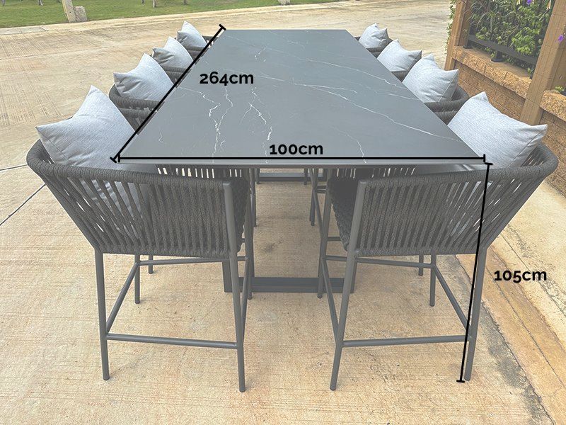 Aruba 8 Chair Bar Dining Set -Garden Furniture Centre-HighRange,Metal,Tables,Dining Set,Outdoor Furniture,Outdoor Dining,Bars & Bar Sets-{collection_title}