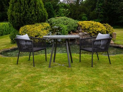 Terrazzo Bistro Table and 2 Aruba Dining Chairs Set
