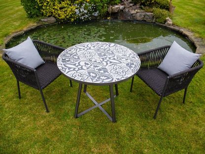 Terrazzo Bistro Table and 2 Aruba Dining Chairs Set