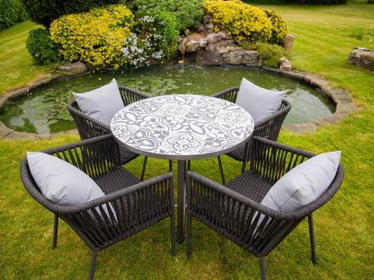 Terrazzo Bistro Table and 4 Aruba Dining Chairs Set