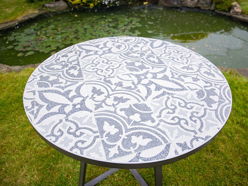 Terrazzo Bistro Table and 2 Aruba Dining Chairs Set