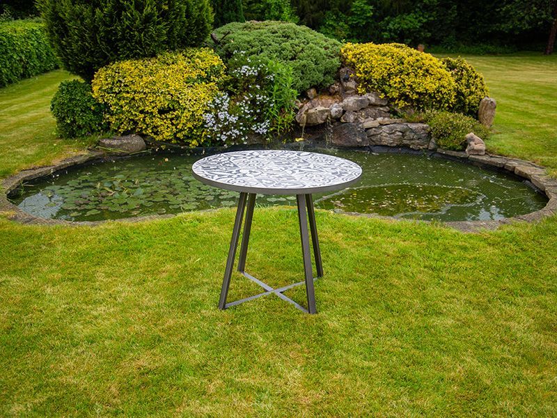 Terrazzo Bistro Table and 4 Aruba Dining Chairs Set-Garden Furniture Centre-HighRange,Metal,Tables,Dining Set,Outdoor Furniture,Metal Furniture,Outdoor Dining-{collection_title}