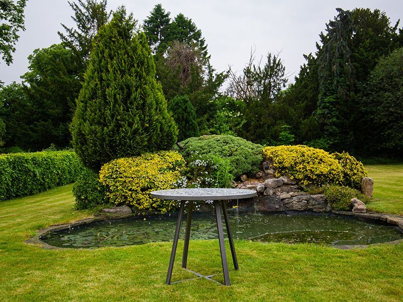 Terrazzo Bistro Table and 4 Aruba Dining Chairs Set-Garden Furniture Centre-HighRange,Metal,Tables,Dining Set,Outdoor Furniture,Metal Furniture,Outdoor Dining-{collection_title}