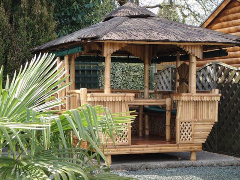 Bamboo Gazebo Square 10ft X 11.6ft-Garden Furniture Centre-HighRange,Gazebos,Wooden Gazebos Gazebos,Wooden Gazebos-{collection_title}