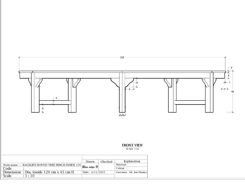 Backless Contour Tree Bench 
