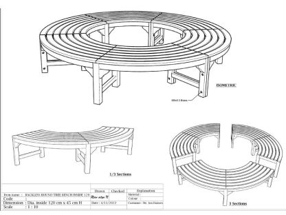 Backless Contour Tree Bench 