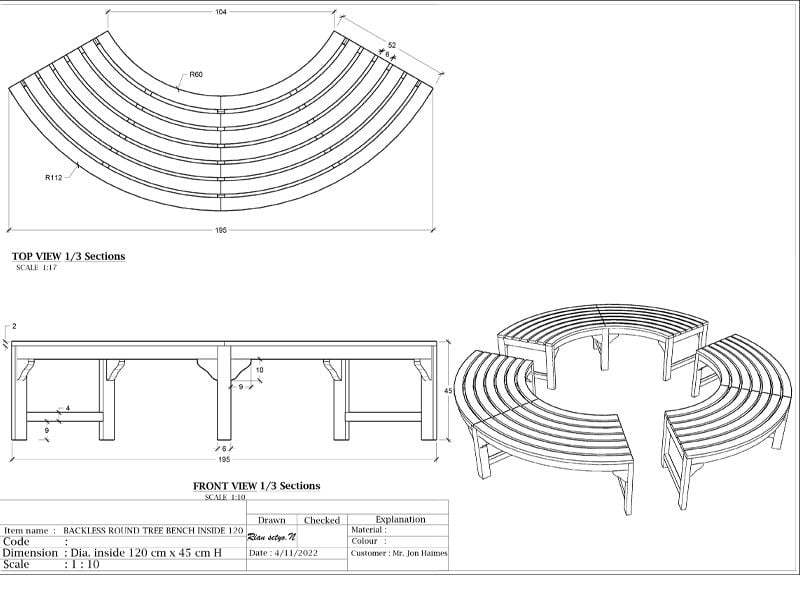 Backless Contour Bench | Pre-Order-Garden Furniture Centre-MidRange,Backless,Benches,Outdoor Furniture,Teak Benches Benches,Tree Benches,Curved Benches-{collection_title}