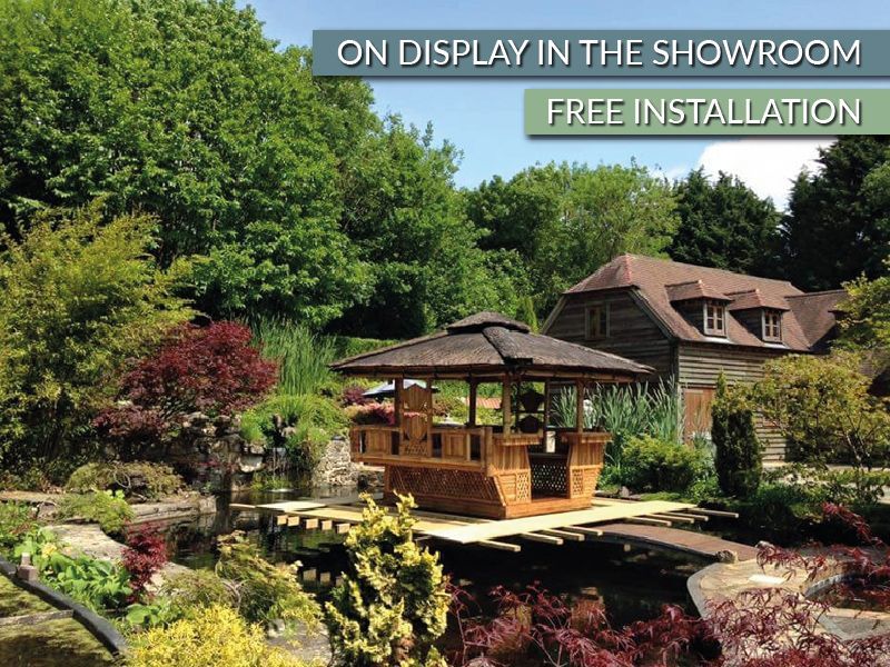 Bamboo Gazebo Square 10ft X 11.6ft-Garden Furniture Centre-HighRange,Gazebos,Wooden Gazebos Gazebos,Wooden Gazebos-{collection_title}