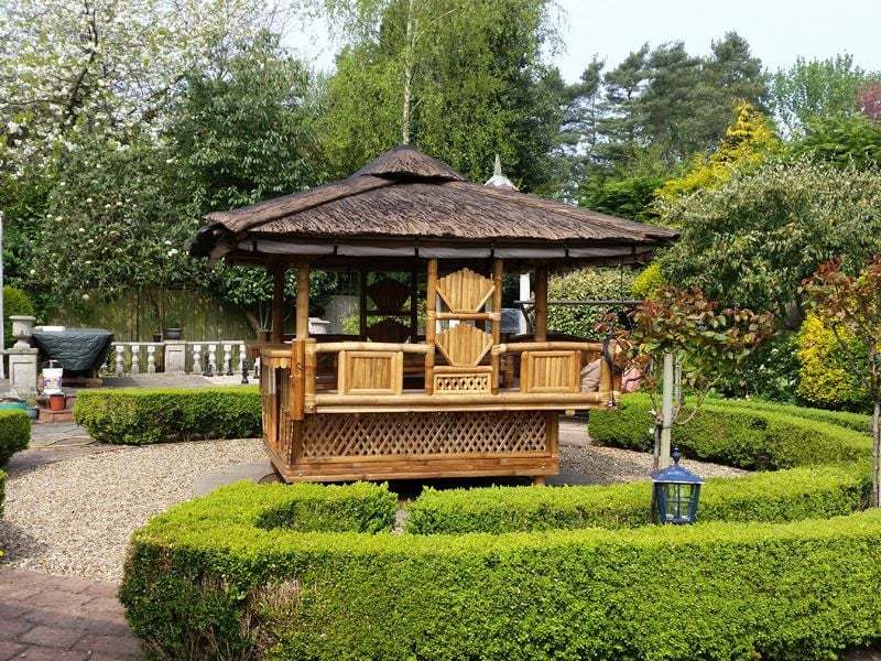 Bamboo Gazebo Square 10ft X 11.6ft-Garden Furniture Centre-HighRange,Gazebos,Wooden Gazebos Gazebos,Wooden Gazebos-{collection_title}