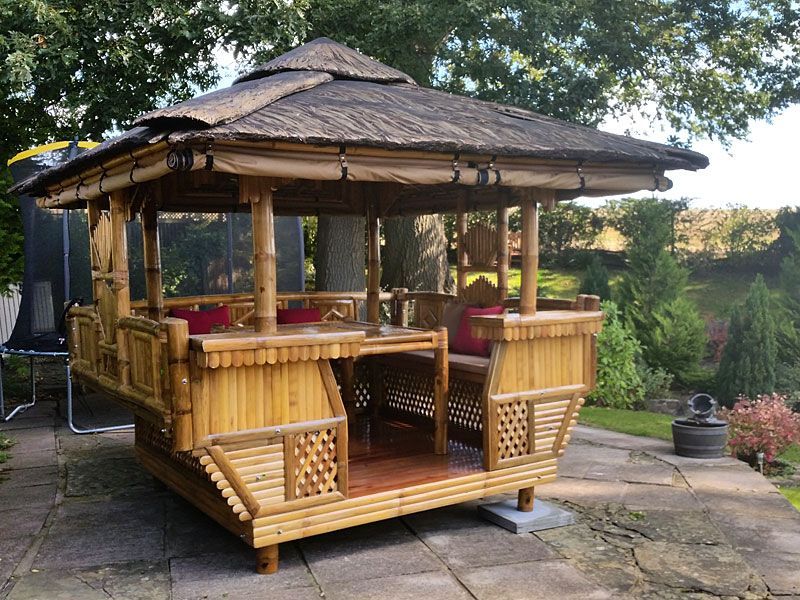 Bamboo Gazebo Square 10ft X 11.6ft-Garden Furniture Centre-HighRange,Gazebos,Wooden Gazebos Gazebos,Wooden Gazebos-{collection_title}