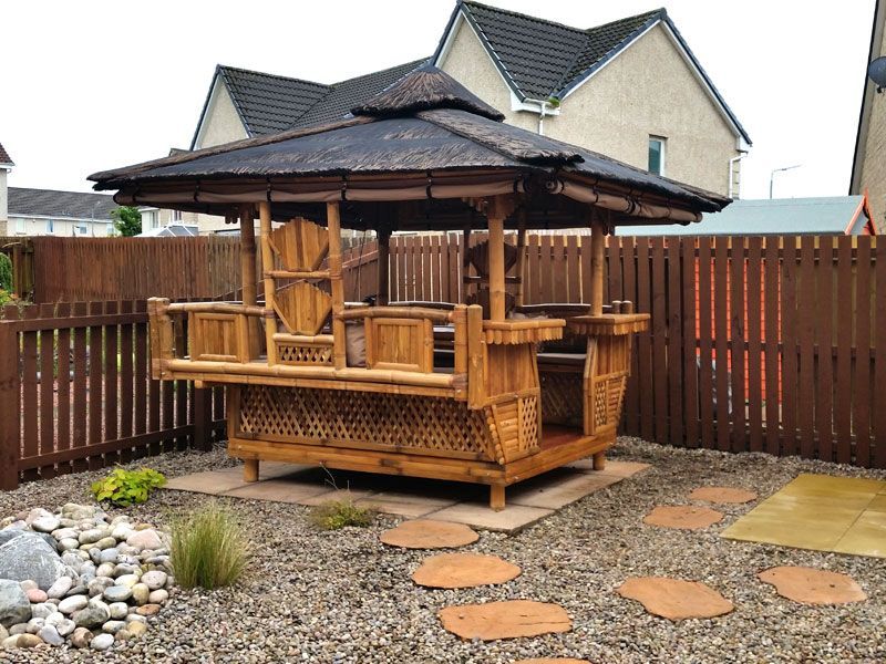 Bamboo Gazebo Square 10ft X 11.6ft-Garden Furniture Centre-HighRange,Gazebos,Wooden Gazebos Gazebos,Wooden Gazebos-{collection_title}