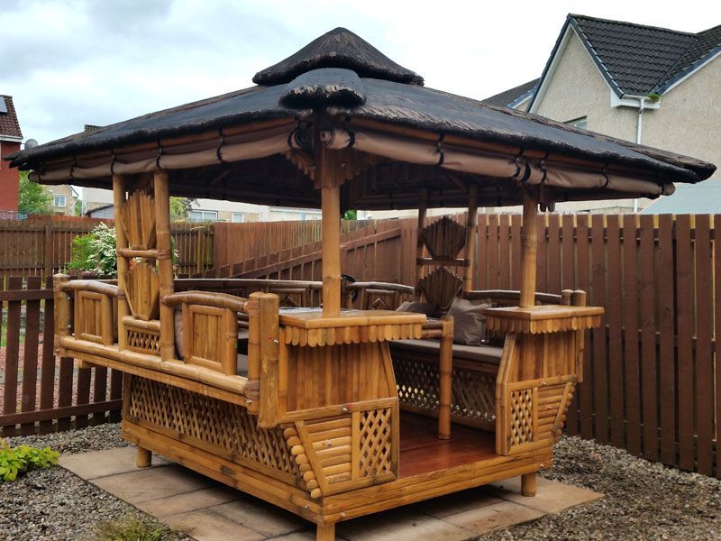 Bamboo Gazebo Square 10ft X 11.6ft-Garden Furniture Centre-HighRange,Gazebos,Wooden Gazebos Gazebos,Wooden Gazebos-{collection_title}