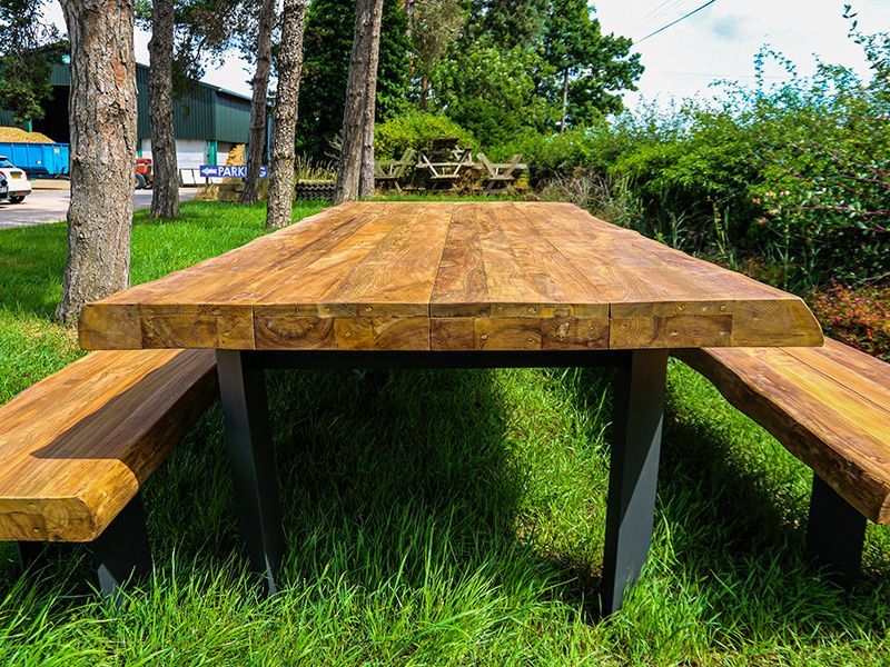 Barbarian Teak Bench Set -Garden Furniture Centre-HighRange,Teak,Tables,Dining Set,Outdoor Furniture,Teak Garden Furniture,Reclaimed Furniture,Outdoor Dining-{collection_title}