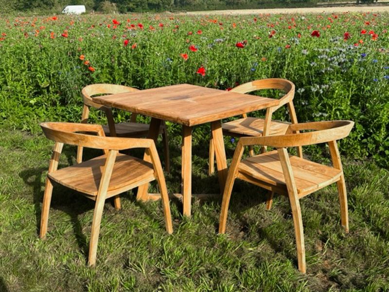 Teak 4 Chair Cafe Dining Set | Bari/Bali-Garden Furniture Centre-HighRange,Teak,Tables,Dining Set,Outdoor Furniture,Teak Garden Furniture,Reclaimed Furniture,Outdoor Dining,The Bari Outdoor Kitchen Range-{collection_title}