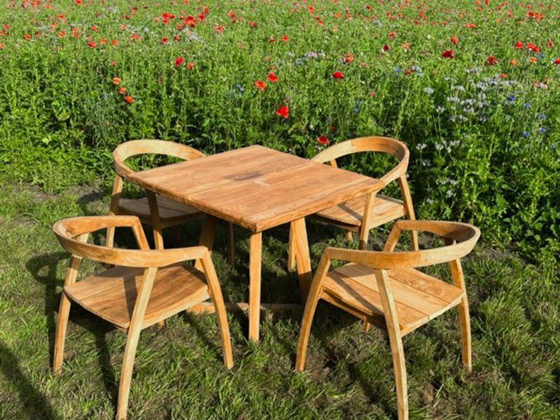 Teak 4 Chair Cafe Dining Set | Bari/Bali-Garden Furniture Centre-HighRange,Teak,Tables,Dining Set,Outdoor Furniture,Teak Garden Furniture,Reclaimed Furniture,Outdoor Dining,The Bari Outdoor Kitchen Range-{collection_title}
