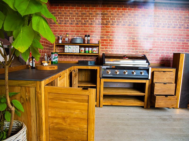 Bari Teak Outdoor Kitchen Set 2-Garden Furniture Centre-HighRange,Reclaimed Furniture,Kitchen Set,Showroom exdis,Bari,Outdoor Furniture,Outdoor Kitchens,The Bari Outdoor Kitchen Range-{collection_title}