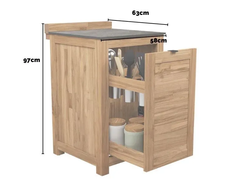 Bari Teak Outdoor Low Table Kitchen Set