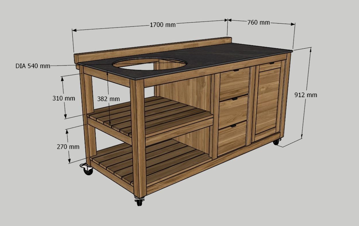 Bari Big Green Egg Trolley on Wheels | Bari -Garden Furniture Centre-HighRange,Reclaimed Furniture,Fire Pits & BBQ's,Bari,Modular Furniture,Outdoor Furniture,Teak Garden Furniture,Outdoor Kitchens,The Bari Outdoor Kitchen Range-{collection_title}