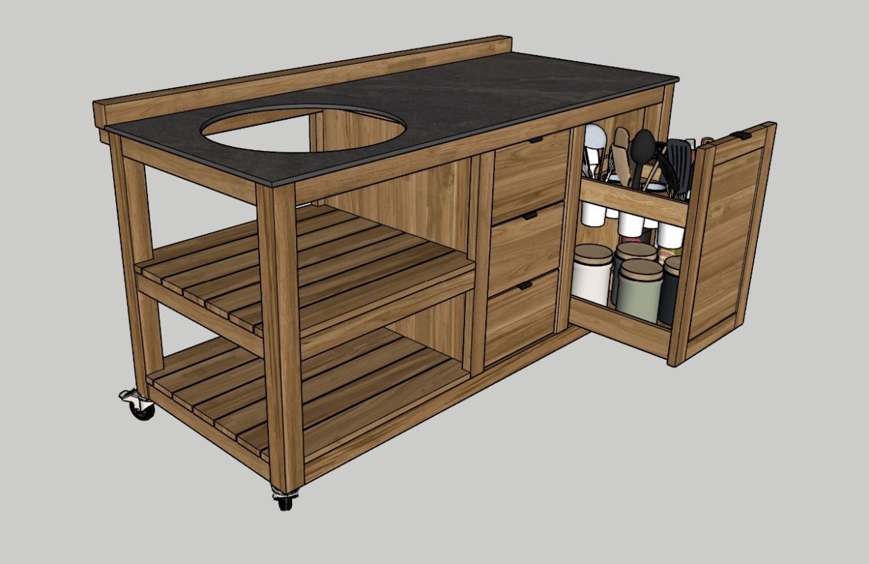 Bari Big Green Egg Trolley on Wheels | Bari -Garden Furniture Centre-HighRange,Reclaimed Furniture,Fire Pits & BBQ's,Bari,Modular Furniture,Outdoor Furniture,Teak Garden Furniture,Outdoor Kitchens,The Bari Outdoor Kitchen Range-{collection_title}