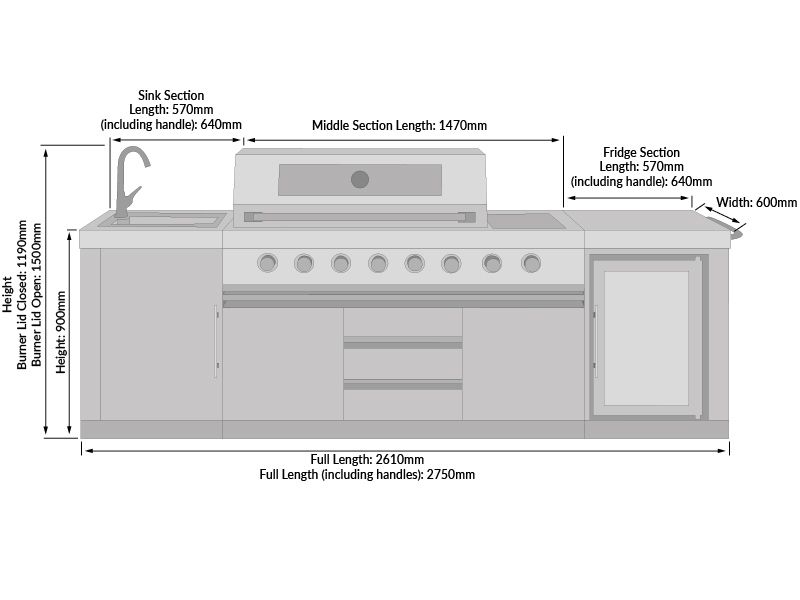 Premium Six Burner Kitchen BBQ