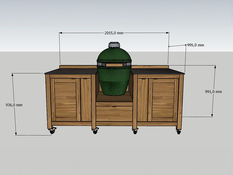 Big Green Egg Island On Wheels | Bari