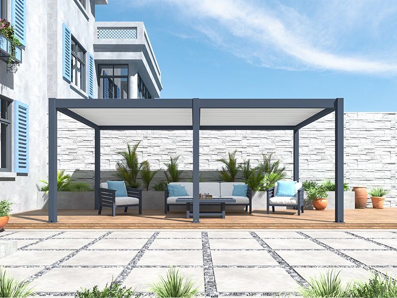 Eclipse 5 X 3.5m LED Motorised Pergola | Free Standing-Garden Furniture Centre-Free Install,HighRange,Free Standing,Gazebos,Metal Gazebos,Eclipse Louvered Roof Gazebo Range,Eclipse Range Ranges,Eclipse Range-{collection_title}