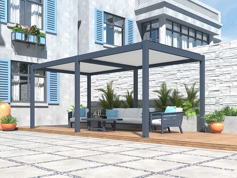 Eclipse 5 X 3.5m LED Motorised Pergola | Free Standing-Garden Furniture Centre-Free Install,HighRange,Free Standing,Gazebos,Metal Gazebos,Eclipse Louvered Roof Gazebo Range,Eclipse Range Ranges,Eclipse Range-{collection_title}