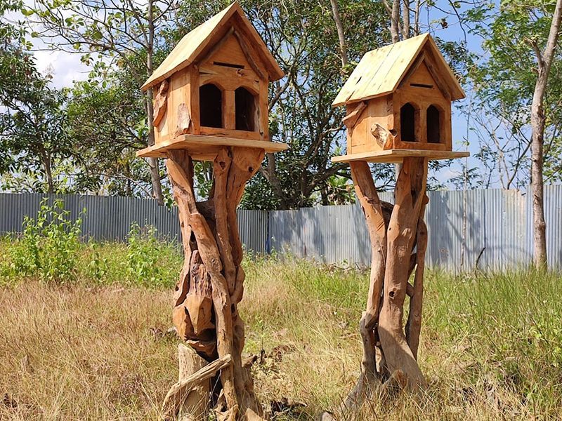 Teak Bird House | Medium-Garden Furniture Centre-LowRange,Teak,Accessories,Birdhouses & Bird Boxes,Pets & Wildlife-{collection_title}