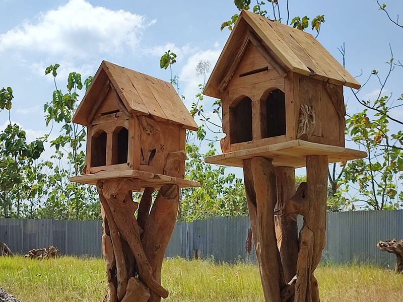Teak Bird House | Medium-Garden Furniture Centre-LowRange,Teak,Accessories,Birdhouses & Bird Boxes,Pets & Wildlife-{collection_title}