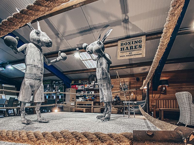 Boxing Hares -Garden Furniture Centre-HighRange,Showroom exdis,Ornaments,Animal Garden Ornaments,Metal Garden Ornaments-{collection_title}