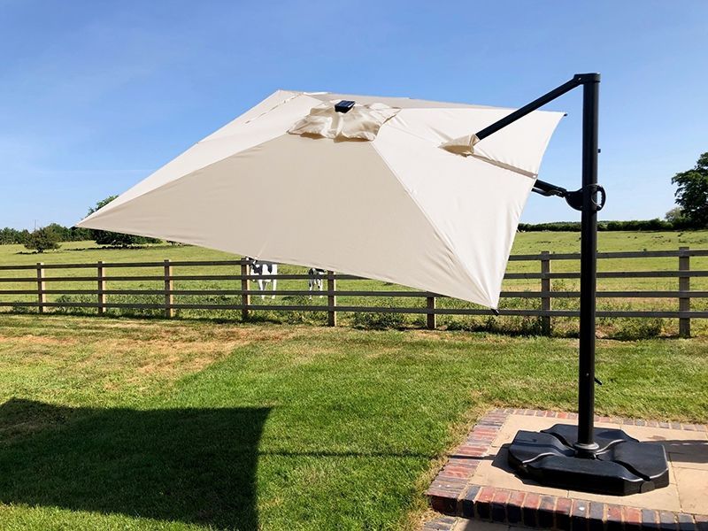 Calypso LED Cantilever Parasol 3M Square-Garden Furniture Centre-MidInstock,instock,MidRange,Square,Parasols,Cantilever Parasols Parasols,LED Parasols,Cantilever Parasols-{collection_title}
