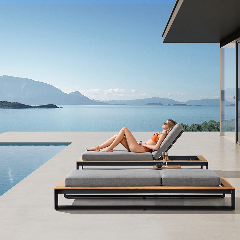 Cambusa Double Sunlounger Set with Side Table | White or Grey-Garden Furniture Centre-HighRange,Outdoor Furniture,Metal Furniture,Loungers & Daybeds,HIGOLD Range-{collection_title}