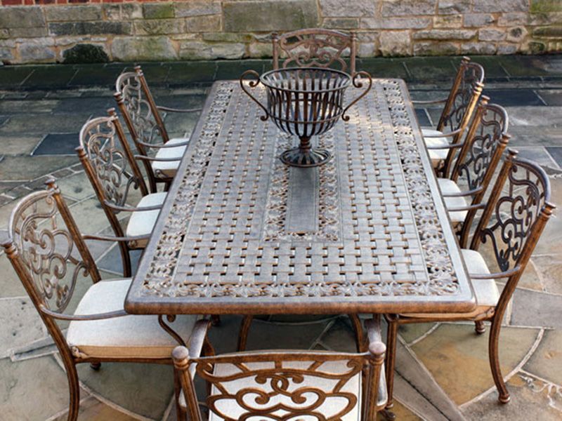 Casino 8 Seater Large Rectangle Table and Chairs 'set' -Garden Furniture Centre-HighRange,Tables,Dining Set,Metal,Outdoor Furniture,Metal Furniture,Ranges,Casino & Leaf Range,Outdoor Sale,Outdoor Dining,Autumn & Winter Sale-{collection_title}