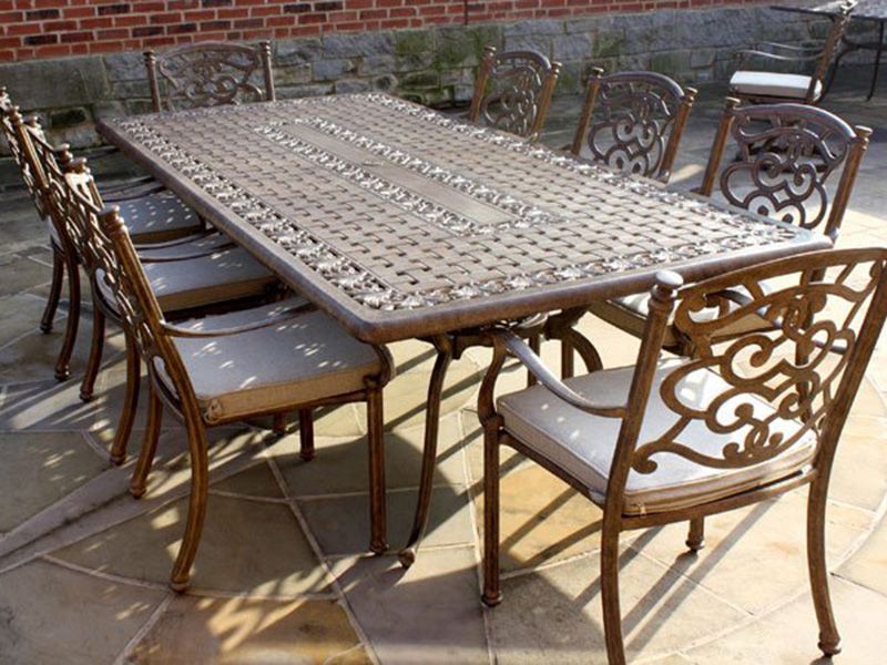 Casino 8 Seater Large Rectangle Table and Chairs 'set' -Garden Furniture Centre-HighRange,Tables,Dining Set,Metal,Outdoor Furniture,Metal Furniture,Ranges,Casino & Leaf Range,Outdoor Sale,Outdoor Dining,Autumn & Winter Sale-{collection_title}