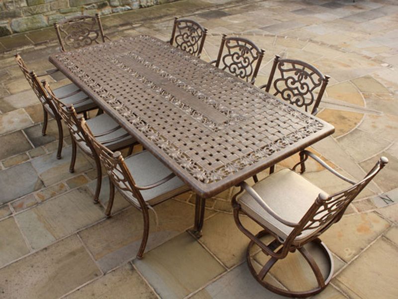 Casino 8 Seater Large Rectangle Table and Chairs 'set' -Garden Furniture Centre-HighRange,Tables,Dining Set,Metal,Outdoor Furniture,Metal Furniture,Ranges,Casino & Leaf Range,Outdoor Sale,Outdoor Dining,Autumn & Winter Sale-{collection_title}