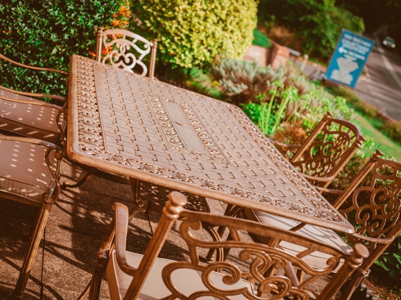 Casino 6 Seater Rectangle Table & Swivel Chairs 'set' -Garden Furniture Centre-HighRange,Tables,Dining Set,Metal,Outdoor Furniture,Metal Furniture,Casino & Leaf Range,Outdoor Dining-{collection_title}