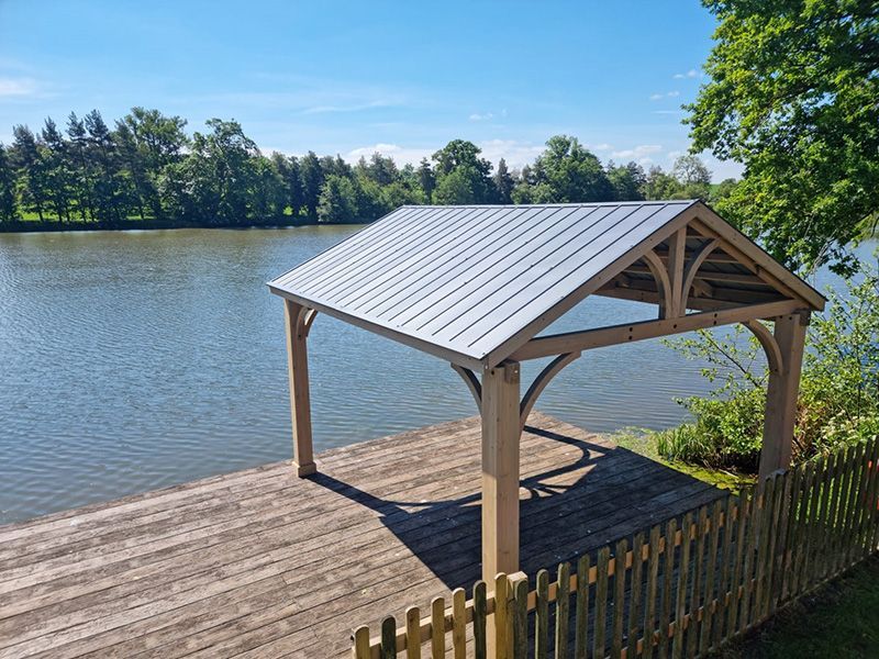 Cedar Gazebo 4.2m x 3.6m | FSC® Certified | Ex-Display Goodwood Revival-Garden Furniture Centre-HighRange,Free Standing,Cedar Wood Gazebo,Gazebos,Wooden Gazebos Gazebos,FSC®,Wooden Gazebos,Sale,Trade Show ExDis,Ex-Display-{collection_title}