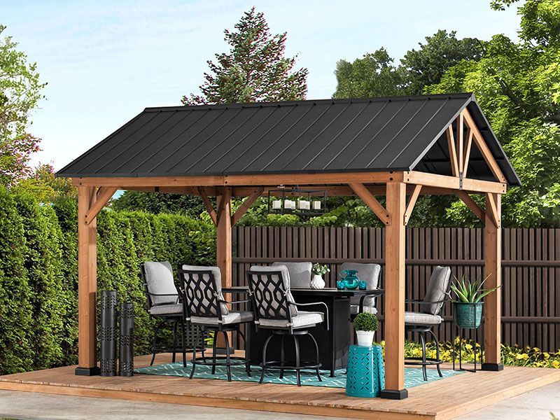 Cedar Hard Top Gazebo | 3.35M X 4M-Garden Furniture Centre-HighRange,Free Standing,Gazebos,Wooden Gazebos Gazebos,Wooden Gazebos-{collection_title}