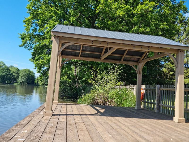 Cedar Gazebo 4.2m x 3.6m | FSC® Certified | Ex-Display Goodwood Revival-Garden Furniture Centre-HighRange,Free Standing,Cedar Wood Gazebo,Gazebos,Wooden Gazebos Gazebos,FSC®,Wooden Gazebos,Sale,Trade Show ExDis,Ex-Display-{collection_title}