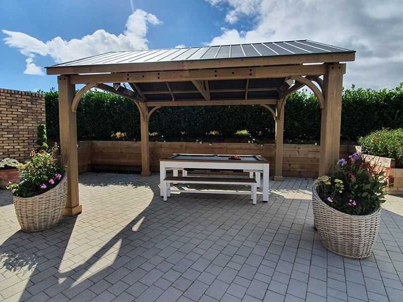 Cedar Gazebo 4.2m x 3.6m | FSC® Certified | Ex-Display Goodwood Revival-Garden Furniture Centre-HighRange,Free Standing,Cedar Wood Gazebo,Gazebos,Wooden Gazebos Gazebos,FSC®,Wooden Gazebos,Sale,Trade Show ExDis,Ex-Display-{collection_title}