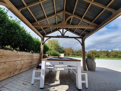 Outdoor Games Diner Table - Tan & White