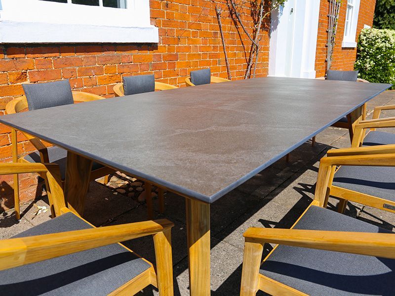 Ceramic 8 Chair Mustique Dining Set | FSC® Certified -Garden Furniture Centre-HighRange,Teak,Tables,Dining Set,Metal Furniture,Life Range,Outdoor Dining,Outdoor Furniture,Teak Garden Furniture,FSC®-{collection_title}