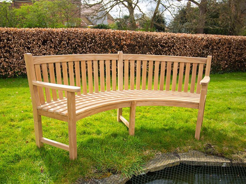 Contour Curved Bench | With Arms-Garden Furniture Centre-MidInstock,instock,MidRange,Benches,Teak Benches Benches,Curved Benches,Teak,Teak Benches-{collection_title}