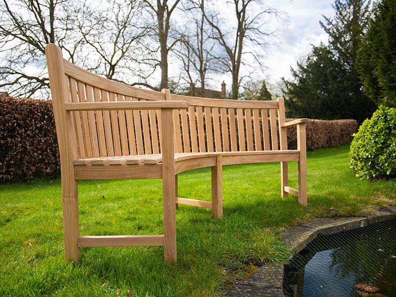 Contour Curved Bench | With Arms-Garden Furniture Centre-MidInstock,instock,MidRange,Benches,Teak Benches Benches,Curved Benches,Teak,Teak Benches-{collection_title}