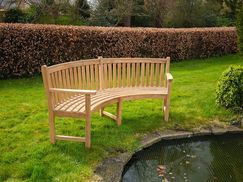 Contour Curved Bench | With Arms-Garden Furniture Centre-MidInstock,instock,MidRange,Benches,Teak Benches Benches,Curved Benches,Teak,Teak Benches-{collection_title}
