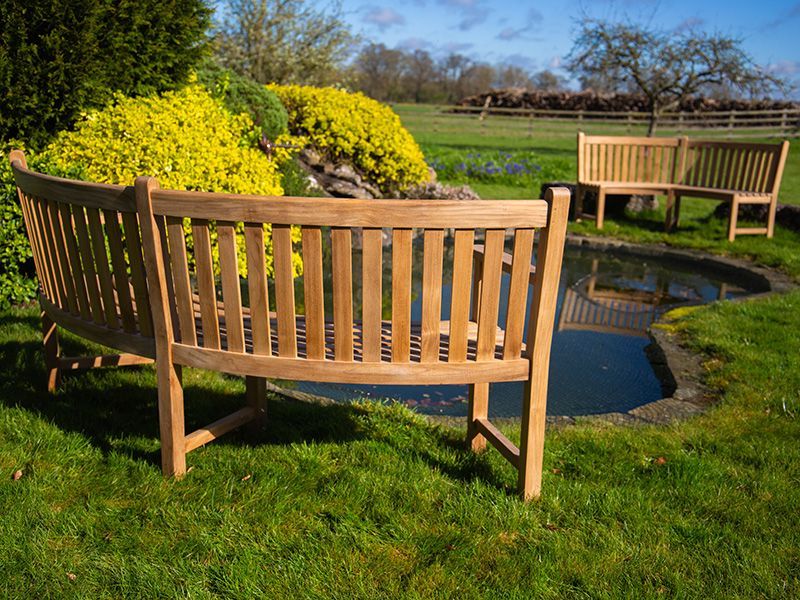 Contour Curved Bench | With Arms-Garden Furniture Centre-MidInstock,instock,MidRange,Benches,Teak Benches Benches,Curved Benches,Teak,Teak Benches-{collection_title}