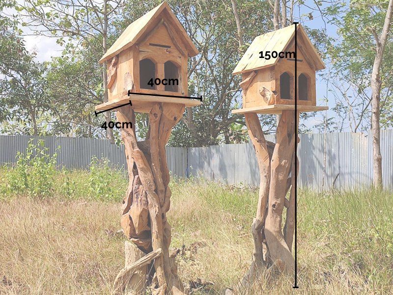 Teak Bird House | Medium-Garden Furniture Centre-LowRange,Teak,Accessories,Birdhouses & Bird Boxes,Pets & Wildlife-{collection_title}