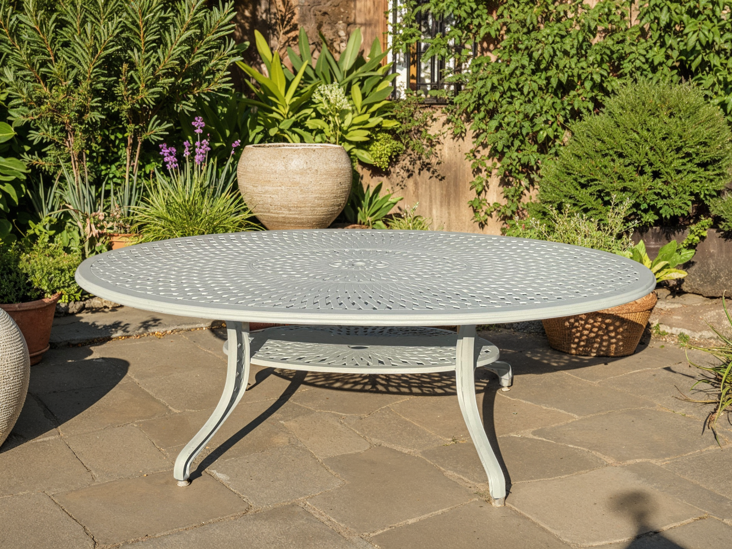Tudor Oval Aluminium Table | 2.4m X 1.2m-Garden Furniture Centre-HighRange,Metal,Outdoor Furniture,Metal Furniture,Tudor Range,Casino & Leaf Range,Sale,Ex-Display,Showroom exdis-{collection_title}
